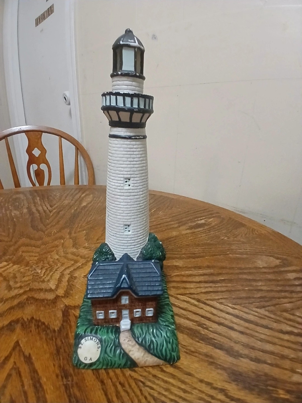 Seaside Lighthouse Ceramic Figurine - White and Blue